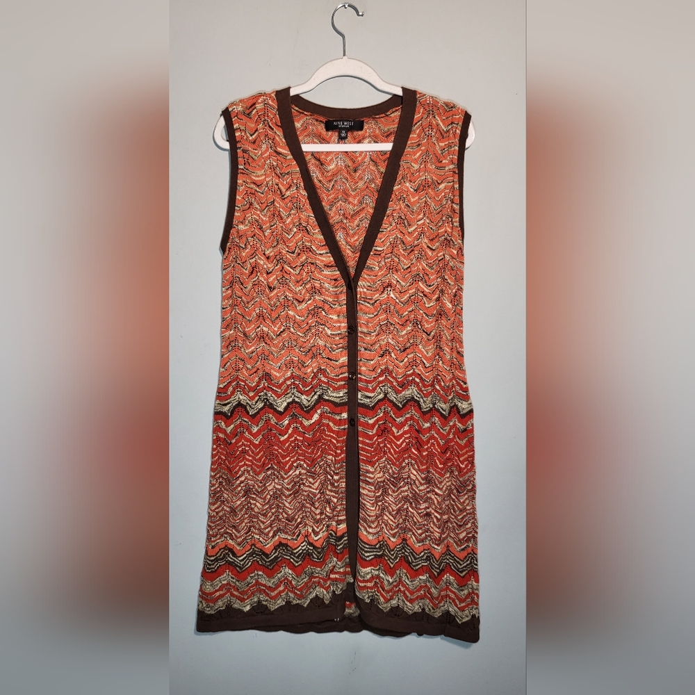 NINE WEST Woman | Size 1X | Long Line Buttondown Knit Vest | Like New